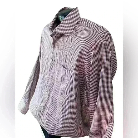 Peter Millar Men's Classic-Fit Long Sleeve Plaid Dress Shirt Pink Blue Plaid LAR - Picture 6 of 7